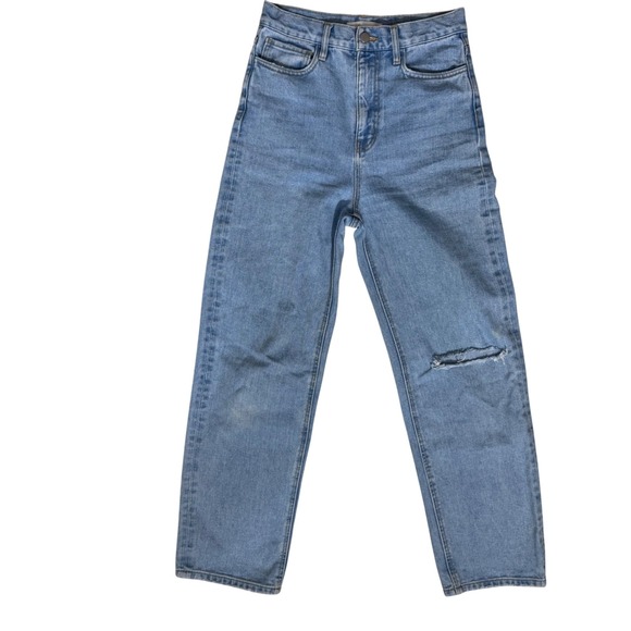 Oak + Fort Distressed Denim Jeans Light Wash Straight Leg Size 26 - Picture 1 of 5